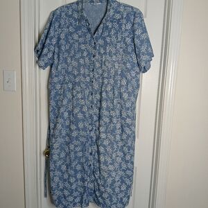 Anna Maxwell Vintage Blue Floral Button-Up Denim Dress Sz 1X
